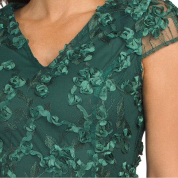 OLEG CASSINI 3d Floral Embroidered Mini Dress - Picture 3 of 4